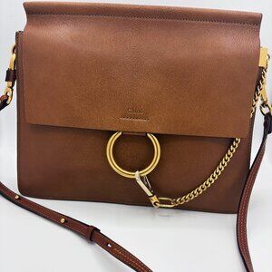 Chloé Faye Brown Calfskin Medium Faye Women's Shoulder Bag Mint Condition